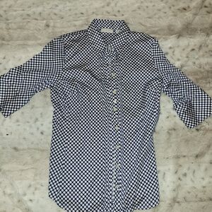 New York & Company Black and White Patterned Blouse